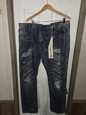 Men's Distressed Washed Black Jeans